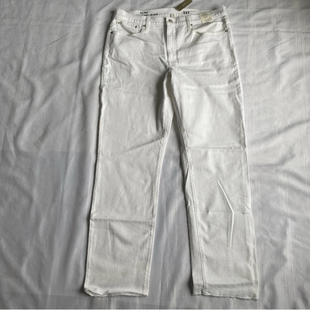 J. Crew Jeans Slim Boyfriend Straight Leg Denim White Women’s 32 Tall NWT
